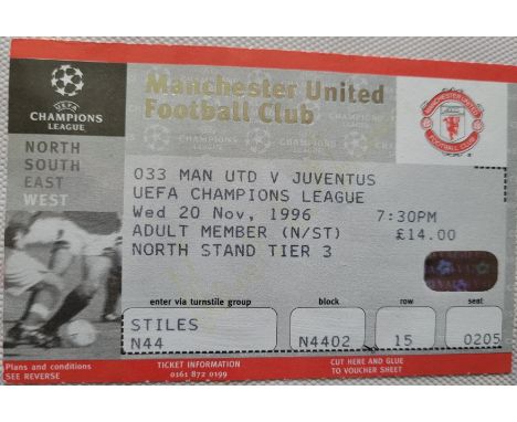 1996-97 MANCHESTER UNITED V JUVENTUS CHAMPIONS LEAGUE TICKET
Slight fold &amp; feint autograph
Ref DER