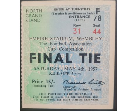 1957 MANCHESTER UNITED V ASTON VILLA FA CUP FINAL TICKET
Good condition
Ref DER