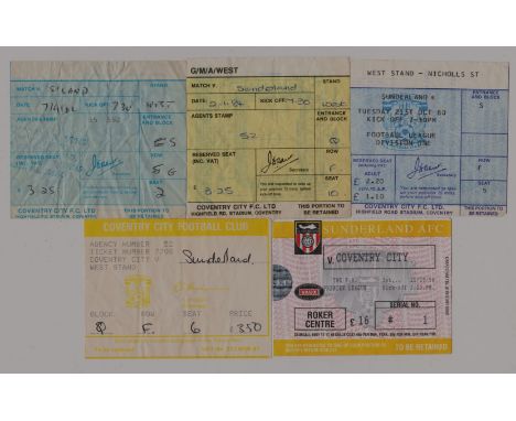 1980'S COVENTRY CITY V SUNDERLAND TICKETS
Also included is a 1996/97 Sunderland v Coventry City ticket. Ref. TM. 