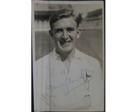 TOTTENHAM HOTSPUR DANNY BLANCHFLOWER AUTOGRAPHED PHOTO
Postcard size with folds down left hand side
Ref JCK