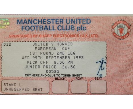 1993-94 MANCHESTER UNITED V HONVED EUROPEAN CUP TICKET
Good condition
Ref DER