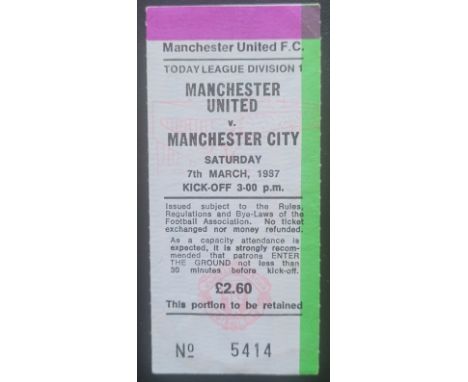 1986-87 MANCHESTER UNITED V MANCHESTER CITY TICKET
Ref DER
