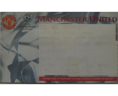 2000-01 MANCHESTER UNITED V RSC ANDERLECHT CHAMPIONS LEAGUE TICKET
Good condition
Ref DER