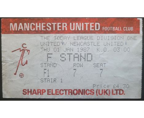 1986-87 MANCHESTER UNITED V NEWCASTLE UNITED TICKET
Slight fold &amp; score noted
Ref DER