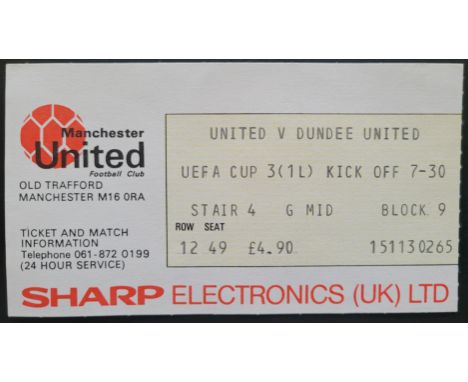 1984-85 MANCHESTER UNITED V DUNDEE UNITED UEFA CUP TICKET
Good condition&nbsp;
Ref DER