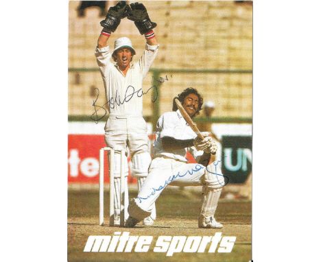 CRICKET 1978 ENGLAND V PAKISTAN MITRE SPORTS PHOTO CARD SIGNED BY BOB TAYLOR &amp; MUDASSAR NAZAR
Hand writtn notes on back m