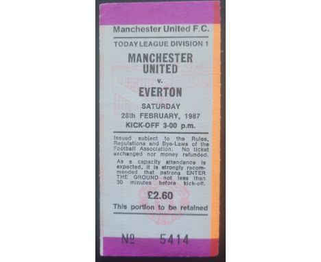 1986-87 MANCHESTER UNITED V EVERTON TICKET
Ref DER