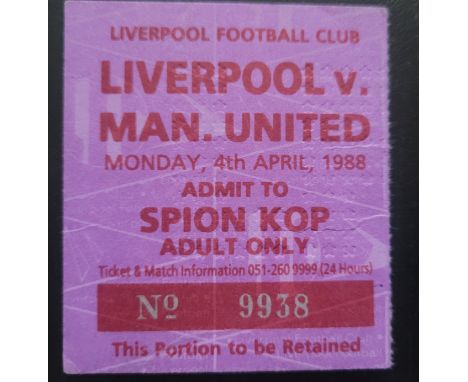 1987-88 LIVERPOOL V MANCHESTER UNITED TICKET
Ref DER