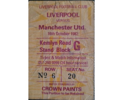 1982-83 LIVERPOOL V MANCHESTER UNITED TICKET
Folds &amp; slight marks
Ref DER