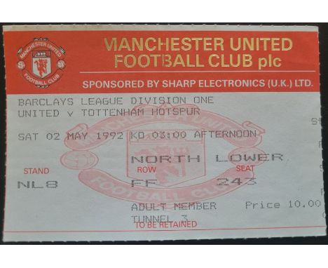 1991-92 MANCHESTER UNITED V TOTTENHAM HOTSPUR TICKET
Ref DER