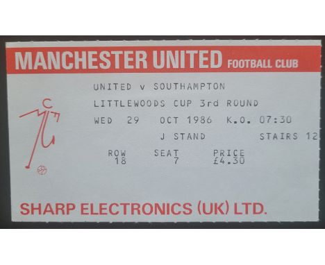 1986-87 MANCHESTER UNITED V SOUTHAMPTON LEAGUE CUP TICKET
Ref DER
