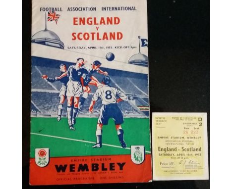 1953 ENGLAND V SCOTLAND PROGRAMME &amp; TICKET
REF B A119.&nbsp;