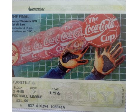 1994 ASTON VILLA V MANCHESTER UNITED LEAGUE CUP FINAL TICKET
Very slight fold&nbsp;
Ref DER