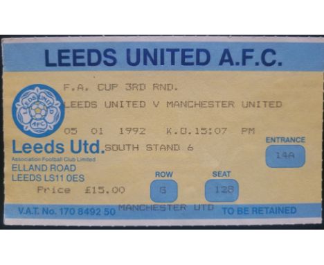 1991-92 LEEDS UNITED V MANCHESTER UNITED FA CUP 3RD ROUND TICKET
Ref DER