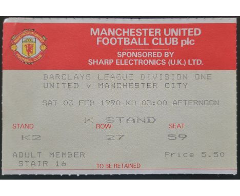 1989-90 MANCHESTER UNITED V MANCHESTER CITY TICKET
Ref DER
