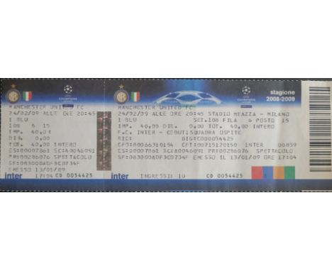 2008-09 INTER MILAN V MANCHESTER UNITED UNUSED CHAMPIONS LEAGUE TICKET
Very slight fold
Ref MS
&nbsp;