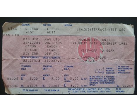 1985-86 NEWCASTLE UNITED V MANCHESTER UNITED UNUSED TICKET
Folds
Ref DER