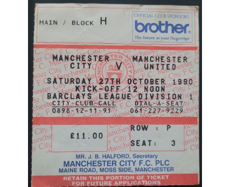 1990-91 MANCHESTER CITY V MANCHESTER UNITED TICKET
Staple holes
Ref DER