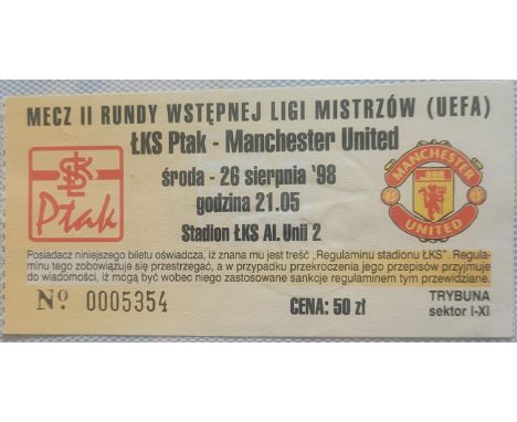 1998-99 LKS PTAK V MANCHESTER UNITED CHAMPIONS LEAGUE TICKET
Ticket from the Treble Winning Season
Good condition
Ref DER