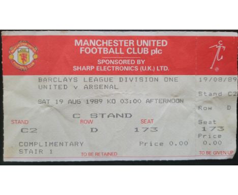 1989-90 MANCHESTER UNITED V ARSENAL UNUSED TICKET
Folds
Ref DER