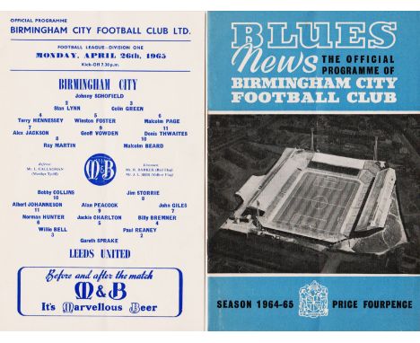 1964/65 BIRMINGHAM CITY V LEEDS UNITED POSTPONED PROGRAMME &amp; REARRANGED SINGLE SHEET
Good condition apart from light fold