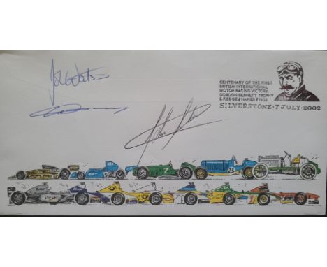 2002 SLVERSTONE MOTOR RACING LTD EDITION POSTAL COVER AUTOGRAPHED BY WATSON, GANLEY &amp; SURTEES
John Marshall Watson, MBE (