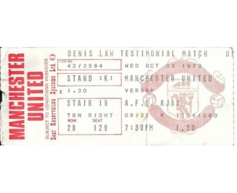 1973 DENIS LAW TESTIMONIAL MANCHESTER UNITED V AJAX TICKET
Fold
Ref SM