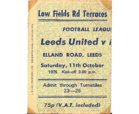 1975-76 LEEDS UNITED V MANCHESTER UNITED TICKET
Tape marks on corners
Ref SM