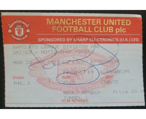 1991-92 MANCHESTER UNITED V NOTTINGHAM FOREST AUTOGRA[HED TICKET
Ref DER