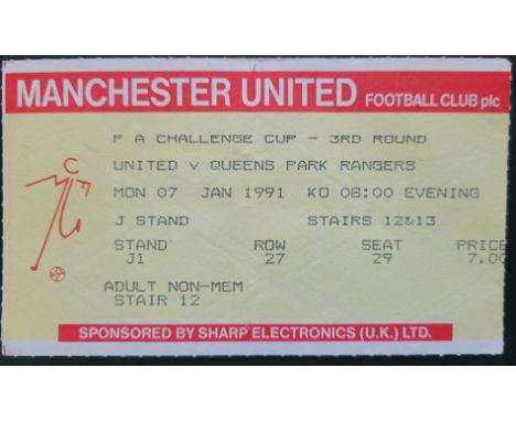 1990-91 MANCHESTER UNITED V QUEENS PARK RANGERS FA CUP 3RD ROUND TICKET
Slight fold
Ref DER