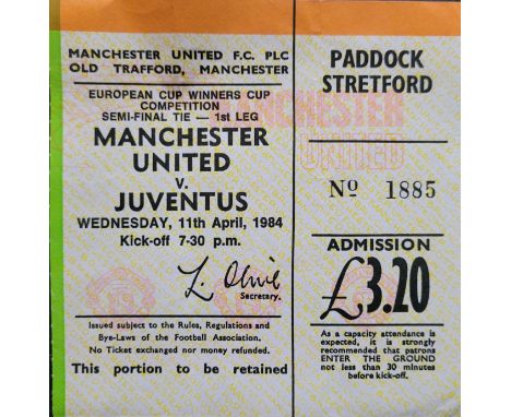 1983-84&nbsp; MANCHESTER UNITED V JUVENTUS ECWC SEMI-FINAL TICKET&nbsp;
Slight folds
Ref DER