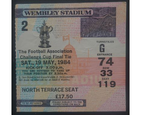1984 FA CUP FINAL EVERTON V WATFORD TICKET
Small staple holes on top corner
Ref SW