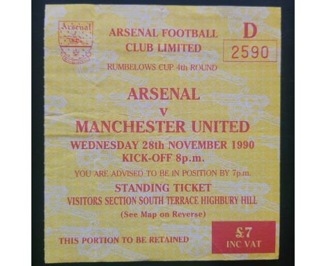1990-91 ARSENAL V MANCHESTER UNITED LEAGUE CUP TICKET
Slight fold
Ref DER