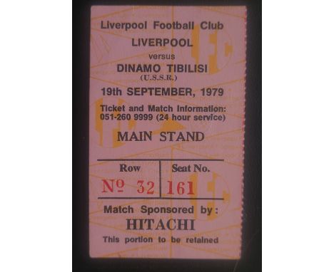 1979 LIVERPOOL V DINAMO TIBILISI TICKET
Ref SW