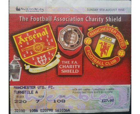 1998 FA CHARITY SHIELD ARSENAL V MANCHESTER UNITED&nbsp;TICKET
Very slight fold
Ref DER