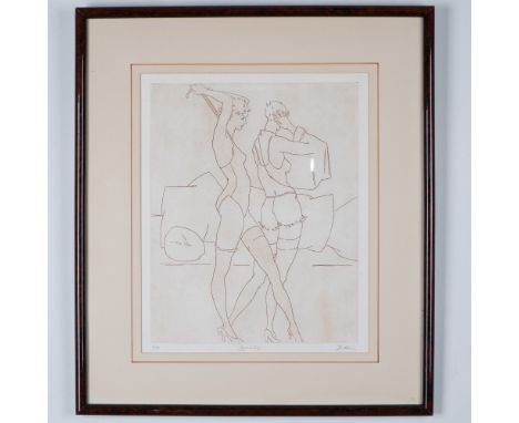 An elegant and minimalistic limited edition etching by Gary Bottoms, titled Backstage. This artwork presents a delicate yet e
