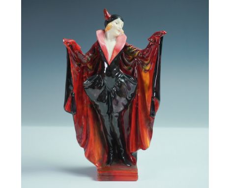 This elegant figure depicts the heroine of the 19th-century comic operetta Die Fledermaus, dressed in a striking bat costume.