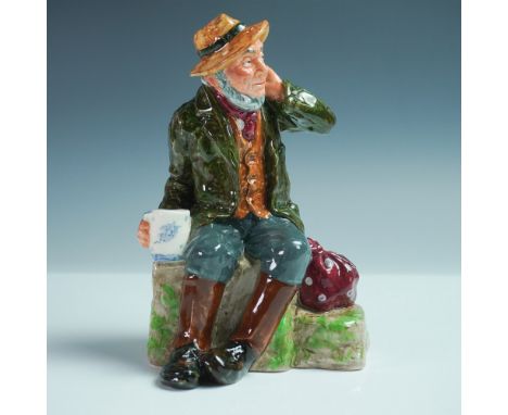 Royal Doulton figurine Owd Willum HN2042 is a characterful piece that portrays an elderly gentleman in a long green coat and 