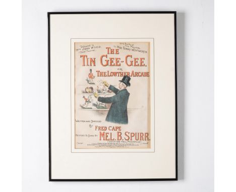 This original color lithographed sheet music cover titled The Tin Gee-Gee or The Lowther Arcade features a lively and whimsic