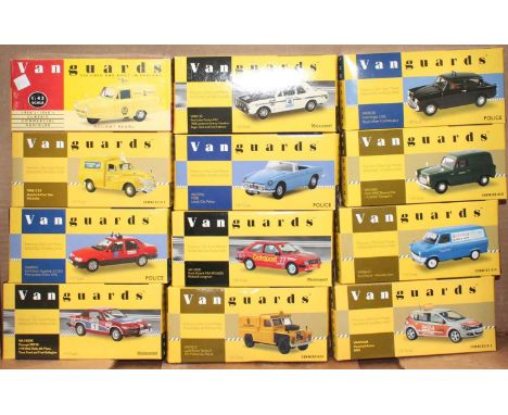 Vanguards 1/43rd scale diecast vehicle group, 12 examples all in original boxes to include Austin 8CWT Van, Ford Lotus Cortin