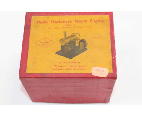 Latimer productions, L4 Model Stationary Steam Engine, 'A Plane Model', with single oscillating flywheel and burner, complete