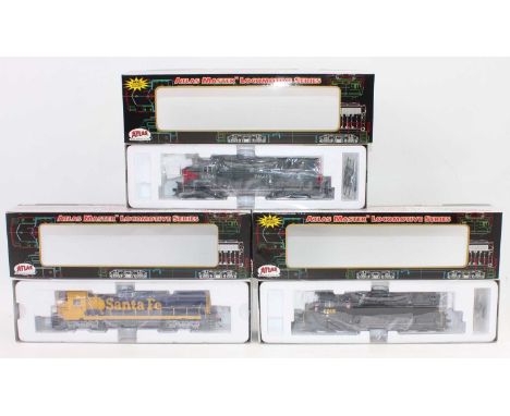 Atlas Master Model Railroad DCC System HO scale American outline locomotive group, 3 examples to include reference numbers 90