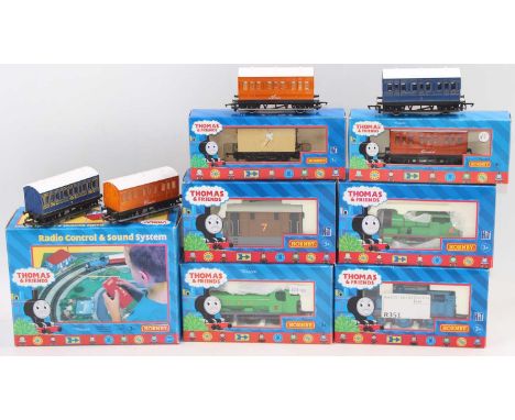 Thomas the Tank Engine; 4 engines (Thomas, Duke, Percy and Toby) all M,BNM, two boxes and 3 unboxed coaches/wagons and a boxe