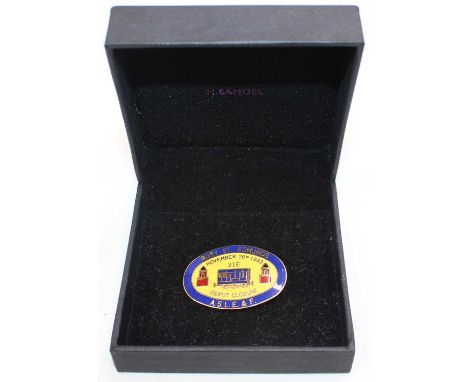 Collectable enamel ASLE&amp;F badge for the closure of Bury St Edmunds 31E depot, dated November 26th 1993,