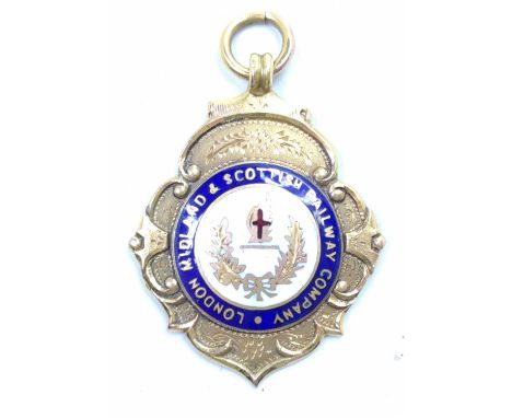 A 9ct gold hallmarked LMS enamel Winners Medal, dated 1931-32, weight 9g