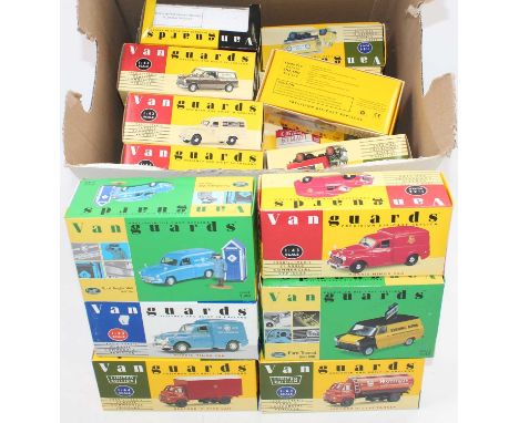 28 various boxed Vanguards 1/43rd scale diecasts to include Ford Anglia RAC Set, RAC Morris Minor Van, BR Morris Minor Van an