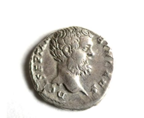 Roman Imperial: Clodius Albinus Silver Denarius, as Caesar under Septimius Severus (AD 193 - 195); obv. D CL SEPT ALBIN CAES 