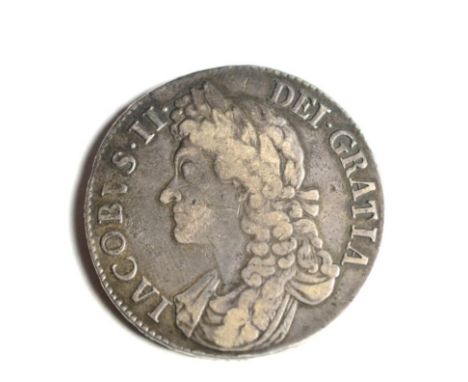 James II, Crown 1687 TERTIO, second draped bust; contact marks & light scratches on bust, good edge, toned with underlying lu