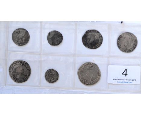 6 x Miscellaneous English Hammered Silver Coins comprising: Henry II penny, York Mint, moneyer Efrard, probably class 1b; fla