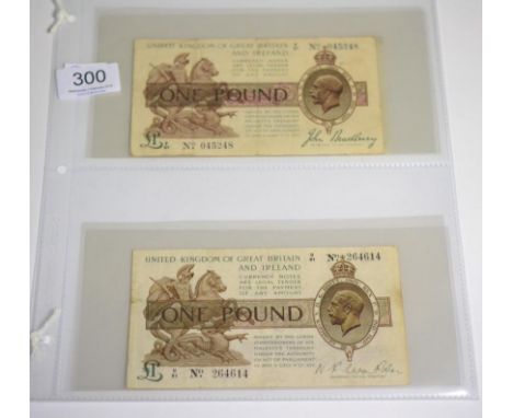 4 x Treasury Notes comprising: £1 Bradbury, third issue (January 1917) F/37, vertical & corner creases, handling marks o/wise